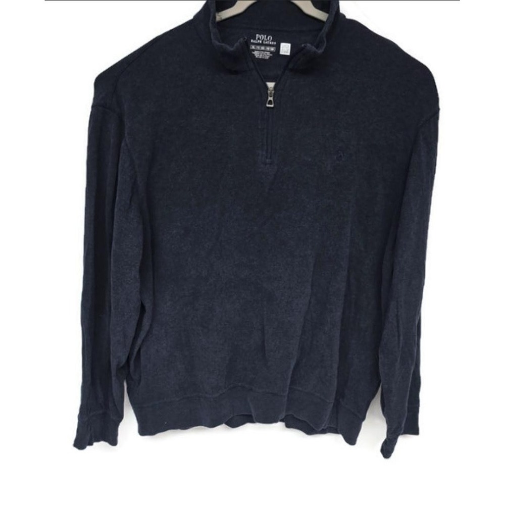 Polo Ralph Lauren Sweater Mens 2XL Half Zip Pullover Embroidered Pony Navy Blue